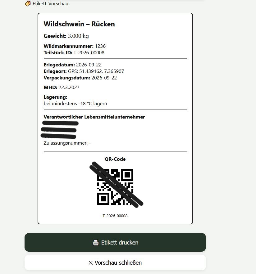 Etikett mit MHD, Lagerhinweis und QR-Code